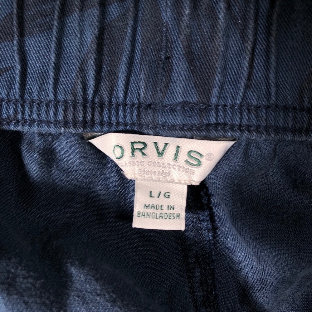 Orvis Jogger Pants Women Large Navy Blue Palm Leaf Lyocell Elastic Waist - Picture 2 of 9
